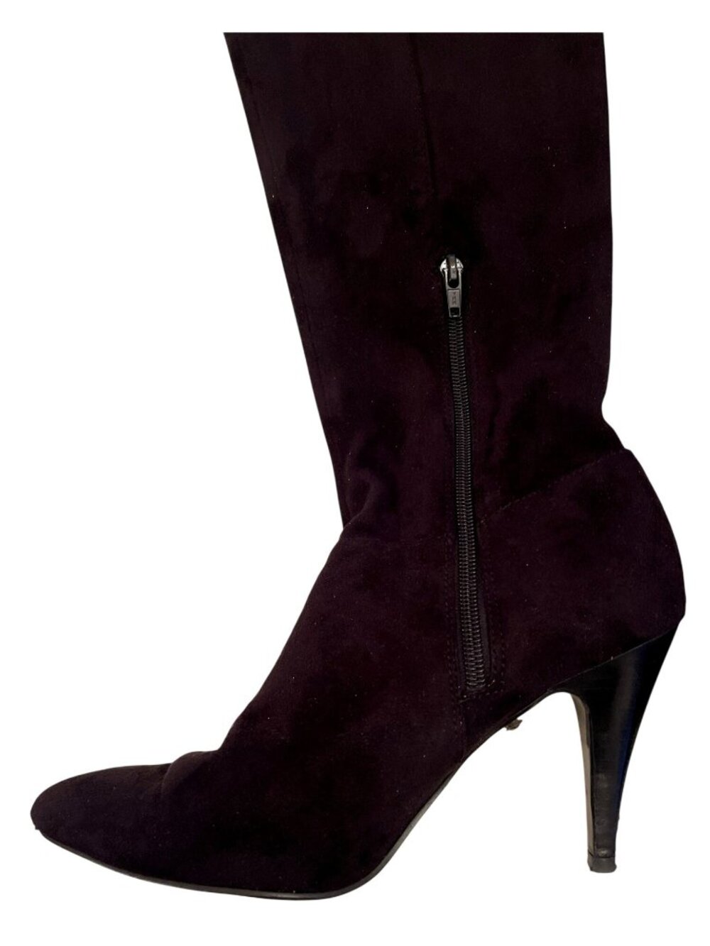 Nine West Over the Knee Boots Women's 8M Black Suede Stiletto 3"Heel Zip Tall - Picture 4 of 5